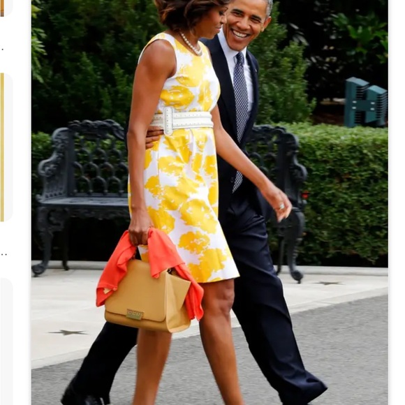 Talbots Yellow Floral Rose Print Dress Jacquard Pleated 100% Cotton Size 14WP - Picture 15 of 16